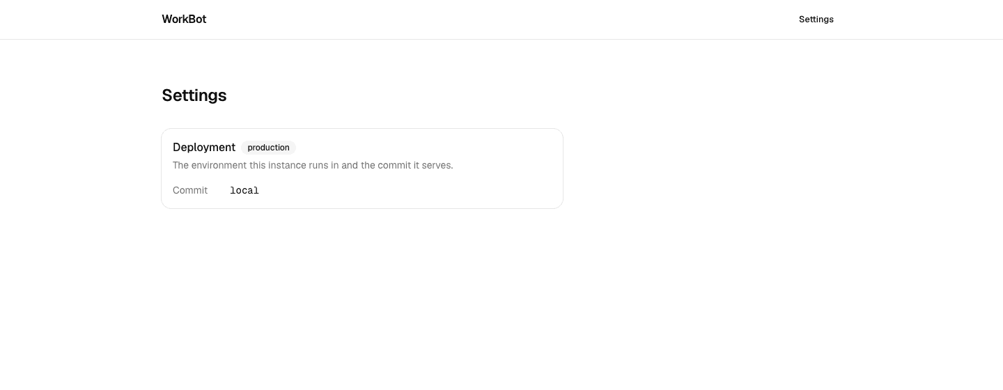 The settings page