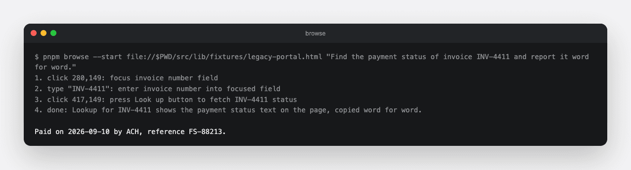 The browser agent on a legacy portal