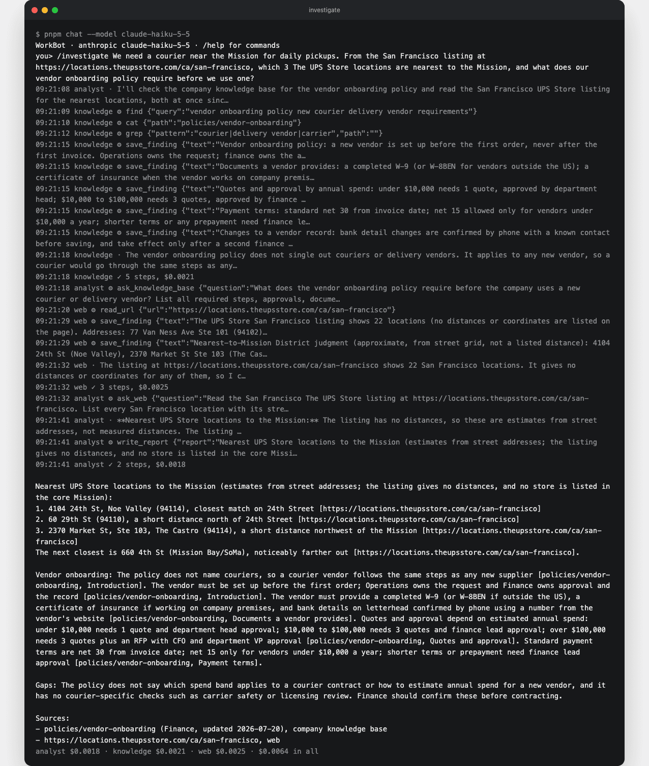 An investigation in the terminal