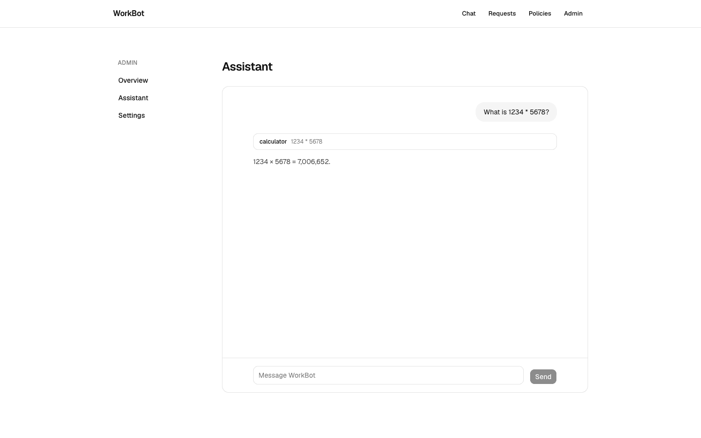 The assistant in the admin console