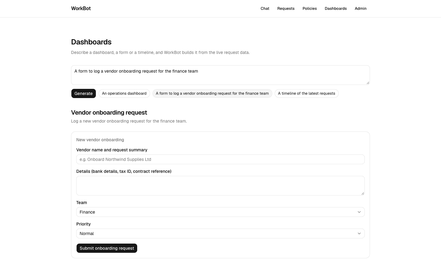 A generated form